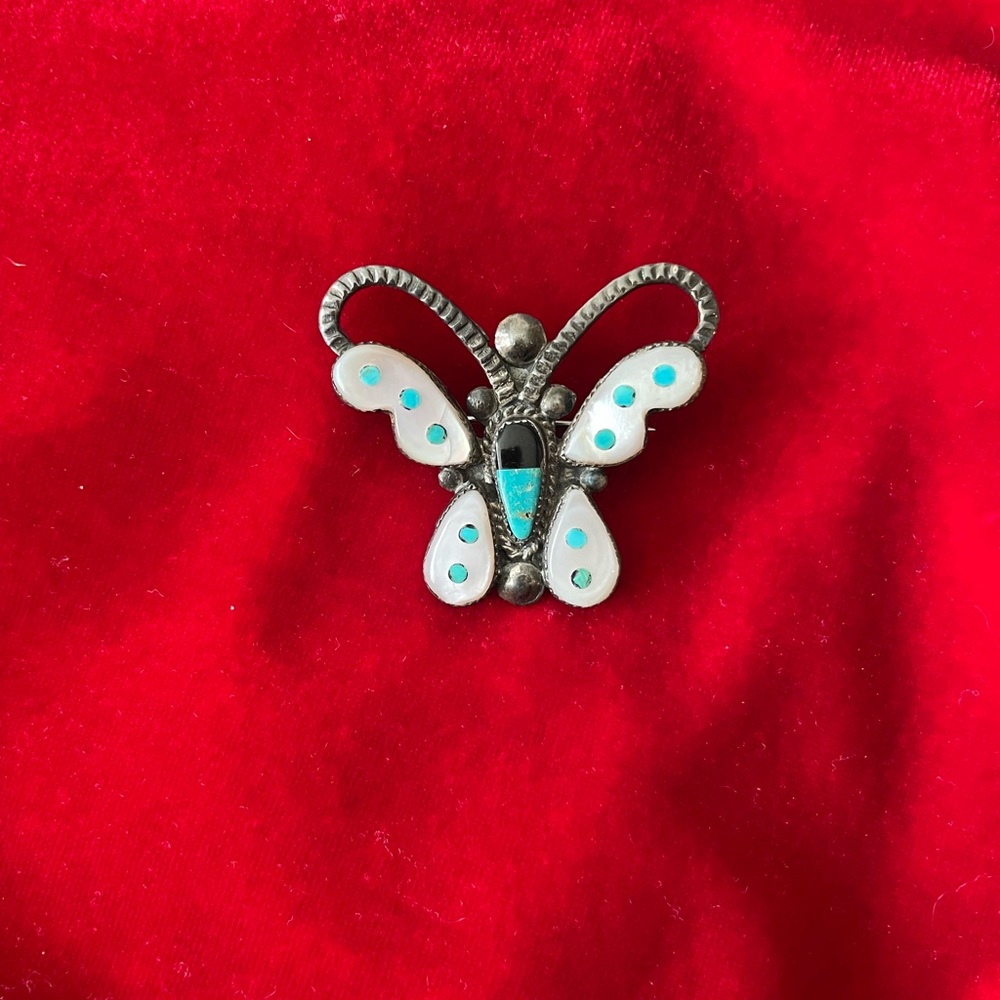 Zuni Sterling Silver Howard Leekela “book piece” Mosaic Inlay Butterfly Brooch - Picture 4 of 8